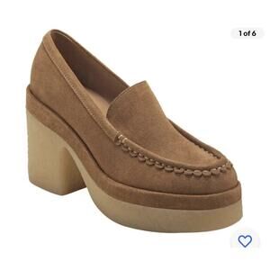 MARC FISHER Lina Platform Loafer suede penny light brown platform 10 M New $160